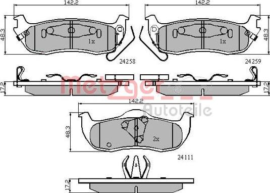 Metzger 1170884 - Гальмівні колодки, дискові гальма autocars.com.ua