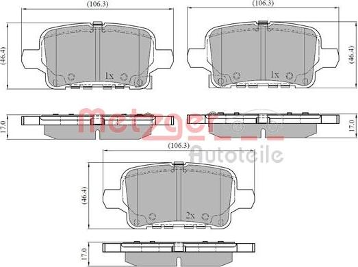 Metzger 1170885 - Гальмівні колодки, дискові гальма autocars.com.ua