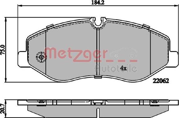 Metzger 1170895 - Тормозные колодки, дисковые, комплект avtokuzovplus.com.ua