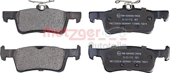 Metzger 1170896 - Тормозные колодки, дисковые, комплект avtokuzovplus.com.ua