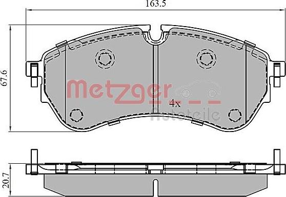 Metzger 1170906 - Тормозные колодки, дисковые, комплект avtokuzovplus.com.ua