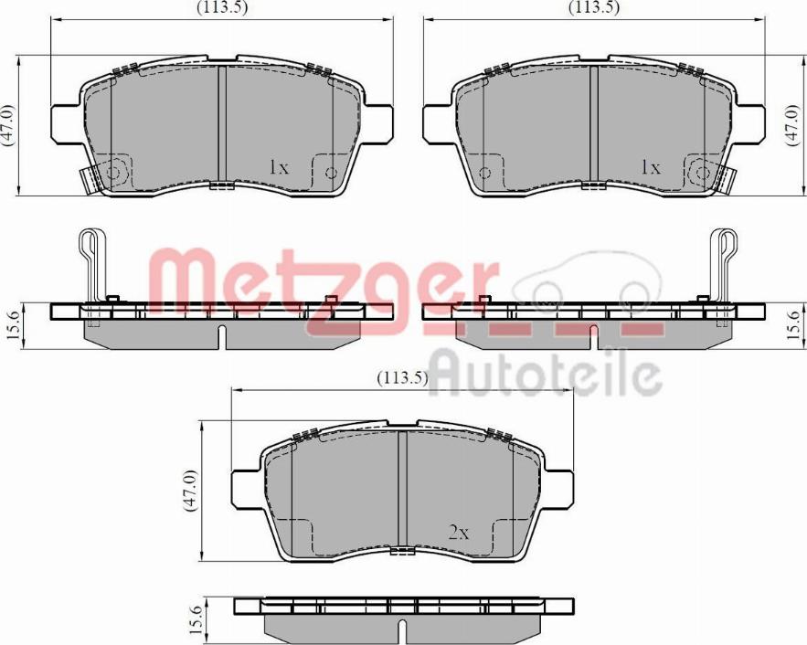 Metzger 1170917 - Тормозные колодки, дисковые, комплект autodnr.net