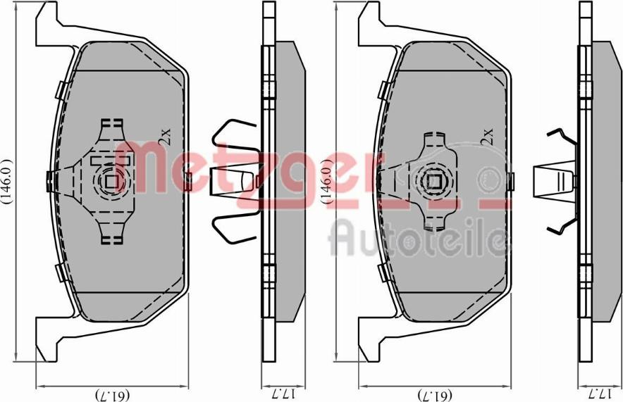 Metzger 1170925 - Гальмівні колодки, дискові гальма autocars.com.ua