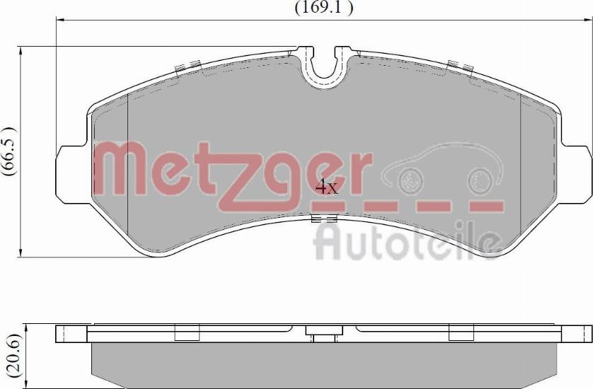 Metzger 1170948 - Тормозные колодки, дисковые, комплект avtokuzovplus.com.ua