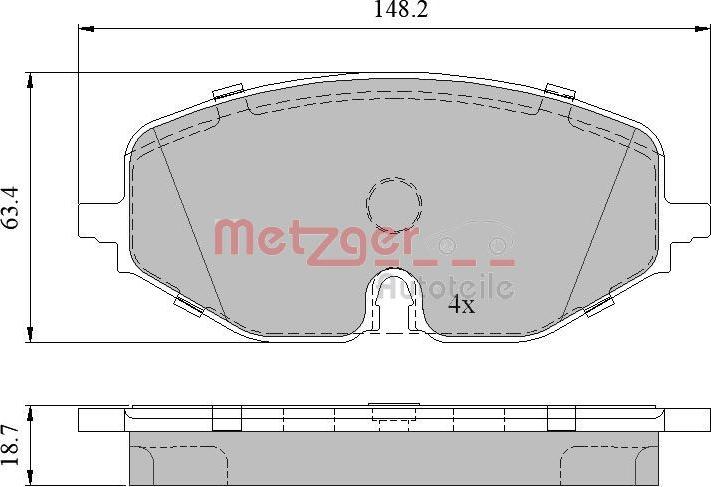 Metzger 1170949 - Гальмівні колодки, дискові гальма autocars.com.ua