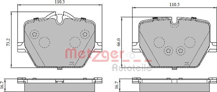 Metzger 1170951 - Тормозные колодки, дисковые, комплект avtokuzovplus.com.ua