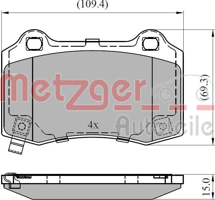 Metzger 1170964 - Тормозные колодки, дисковые, комплект avtokuzovplus.com.ua