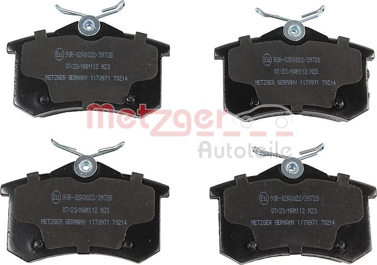 Metzger 1170971 - Тормозные колодки, дисковые, комплект autodnr.net