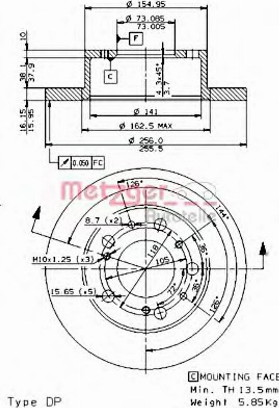 Metzger 14075E - Тормозной диск autodnr.net