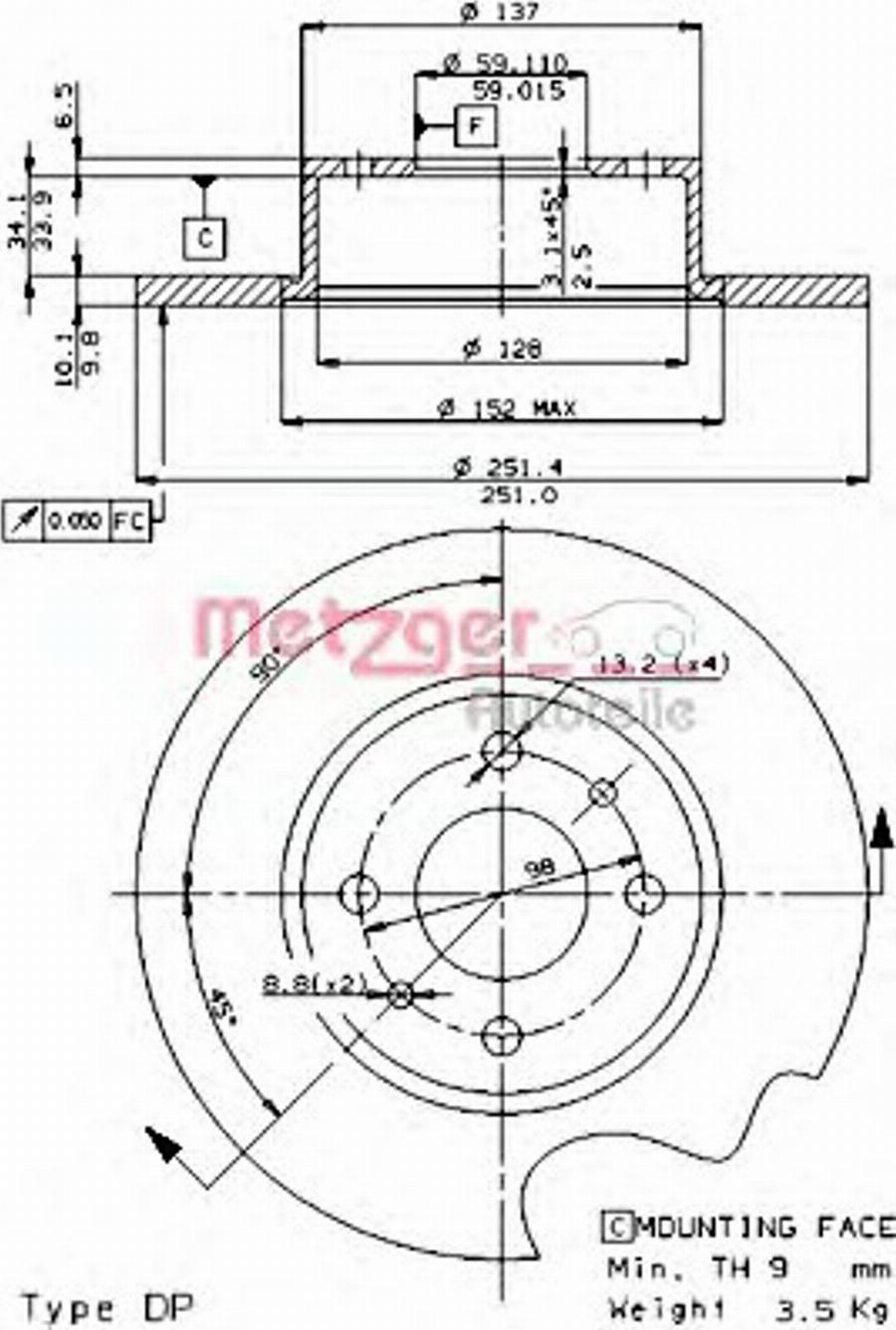 Metzger 14078E - Гальмівний диск autocars.com.ua