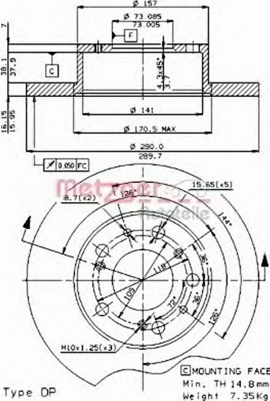 Metzger 14081 E - Тормозной диск avtokuzovplus.com.ua