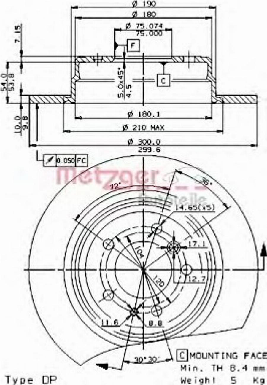 Metzger 14464 E - Гальмівний диск autocars.com.ua