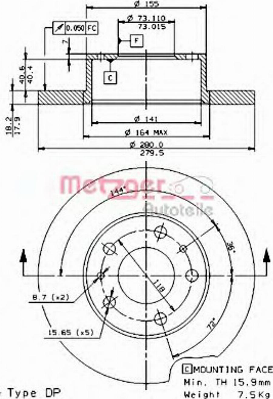 Metzger 14537 E - Тормозной диск avtokuzovplus.com.ua