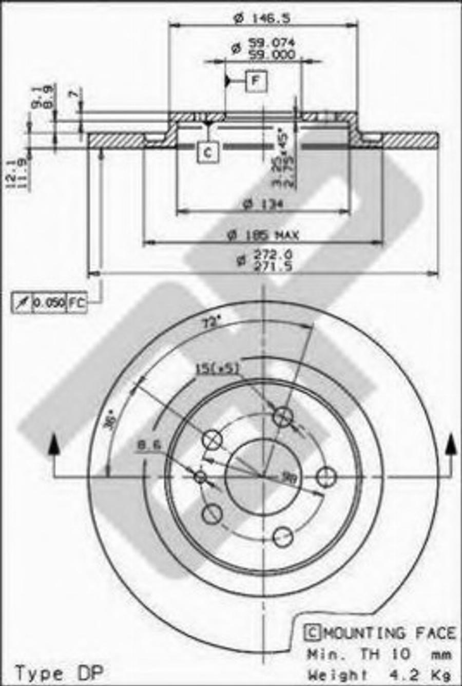 Metzger 14819 - Тормозной диск avtokuzovplus.com.ua