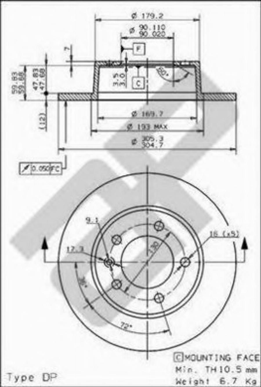 Metzger 14825 - Гальмівний диск autocars.com.ua