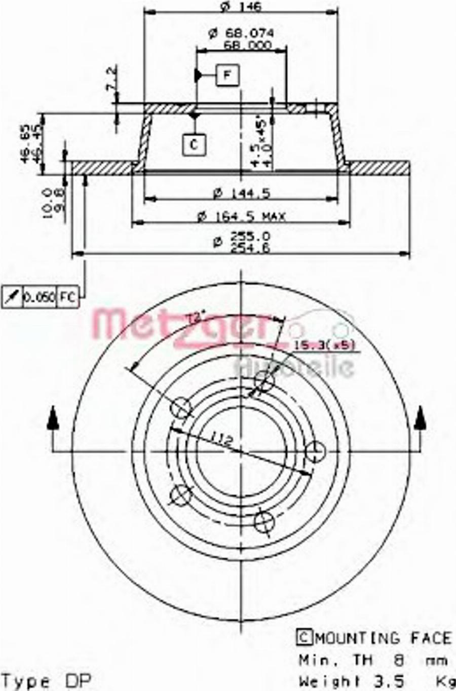 Metzger 14844V - Тормозной диск avtokuzovplus.com.ua