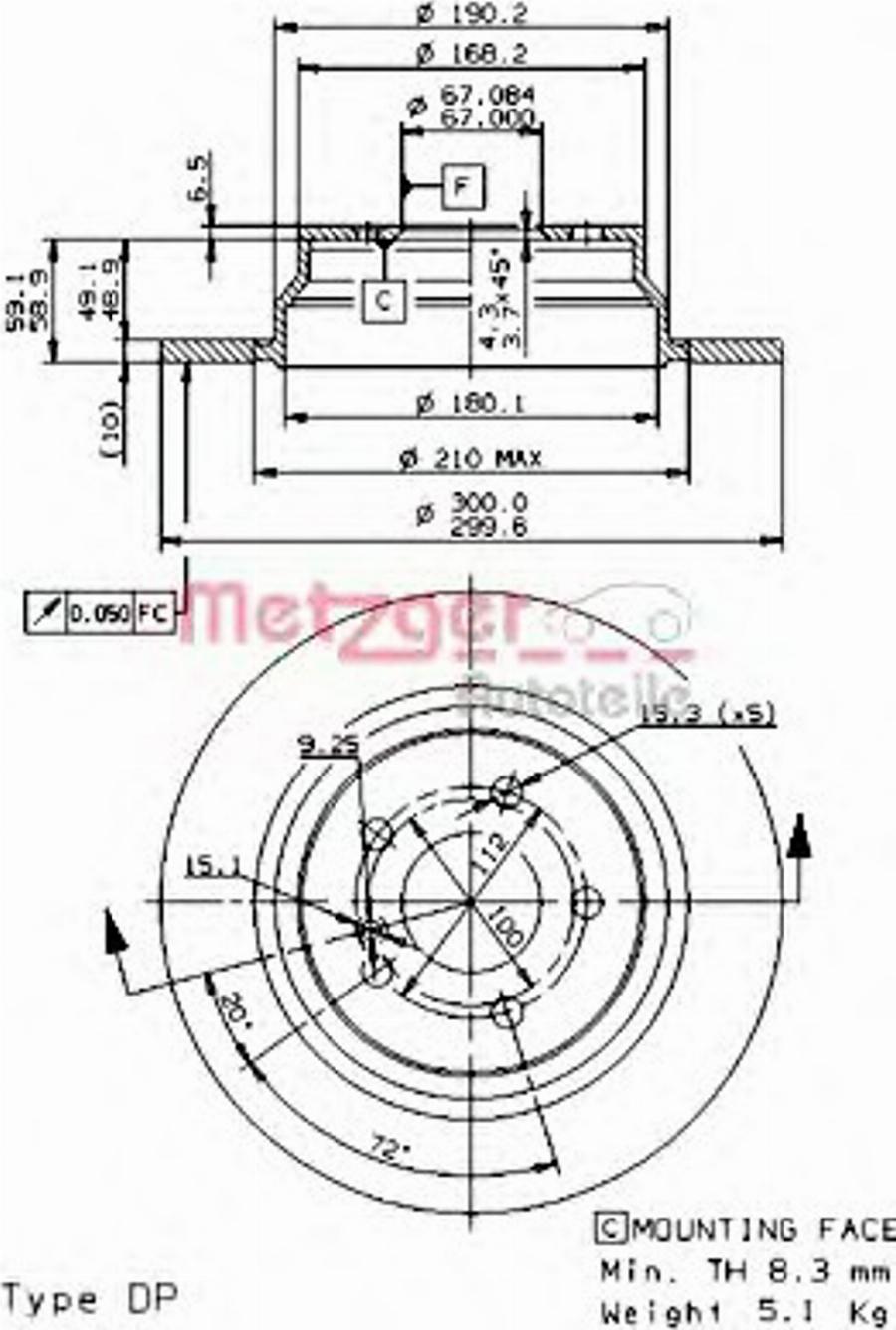 Metzger 14856 - Тормозной диск avtokuzovplus.com.ua