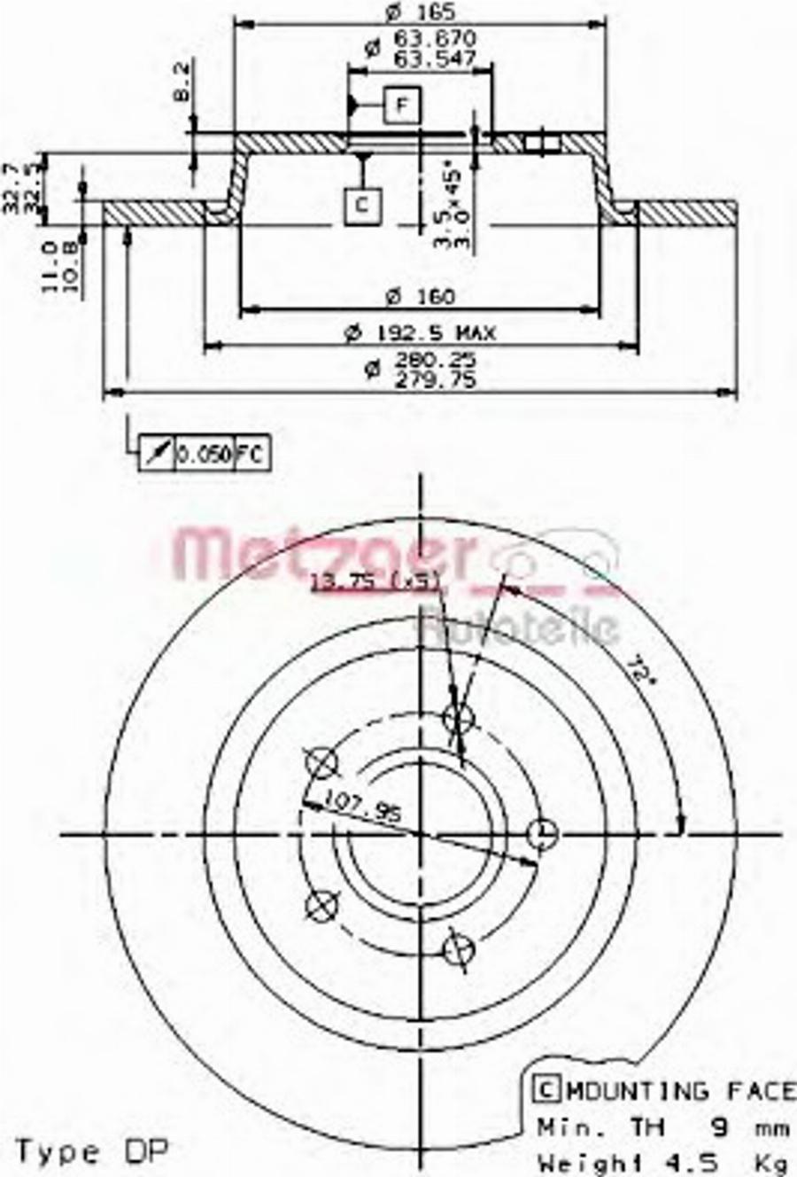 Metzger 14901V - Гальмівний диск autocars.com.ua