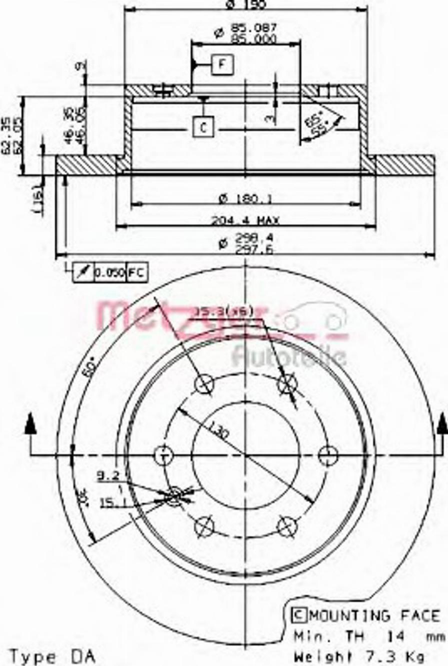 Metzger 14908 E - Гальмівний диск autocars.com.ua