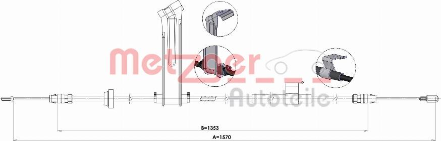 Metzger 1.FO002 - Трос, гальмівна система autocars.com.ua