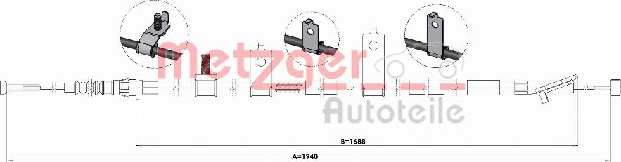 Metzger 1.MA007 - Трос, гальмівна система autocars.com.ua