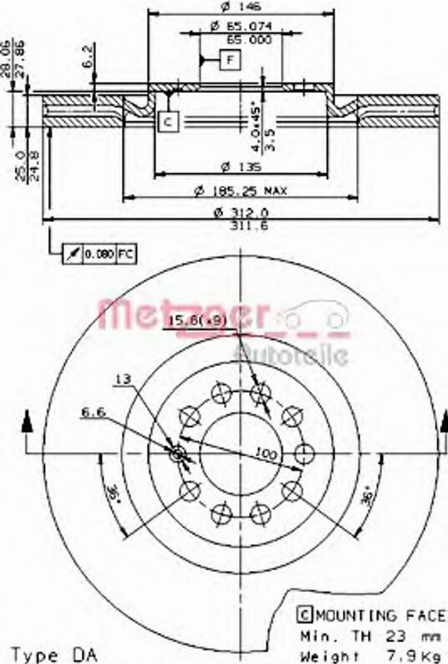 Metzger 22015V - Гальмівний диск autocars.com.ua