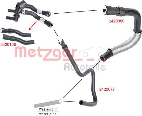 Metzger 2420077 - Шланг радиатора avtokuzovplus.com.ua