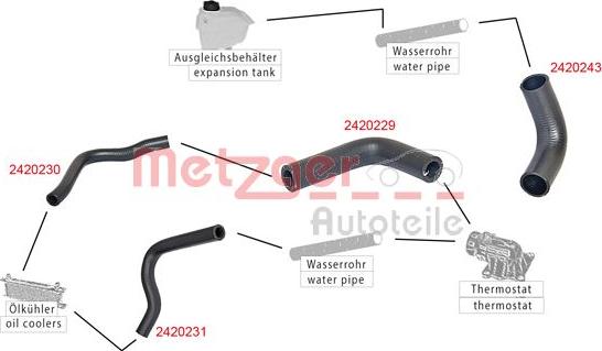 Metzger 2420229 - Шланг радіатора autocars.com.ua