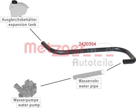 Metzger 2420354 - Шланг радіатора autocars.com.ua