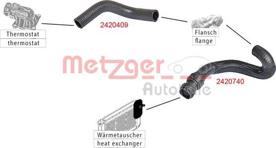 Metzger 2420409 - Шланг радіатора autocars.com.ua