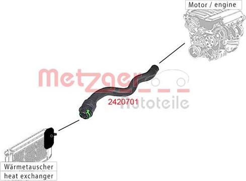 Metzger 2420701 - Шланг радіатора autocars.com.ua