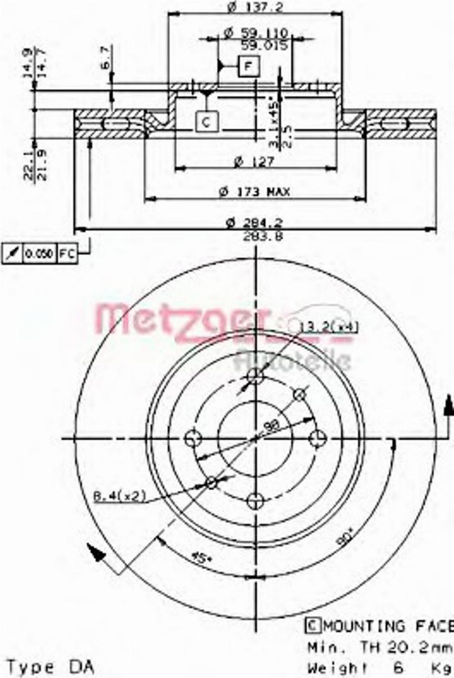 Metzger 24242E - Тормозной диск autodnr.net