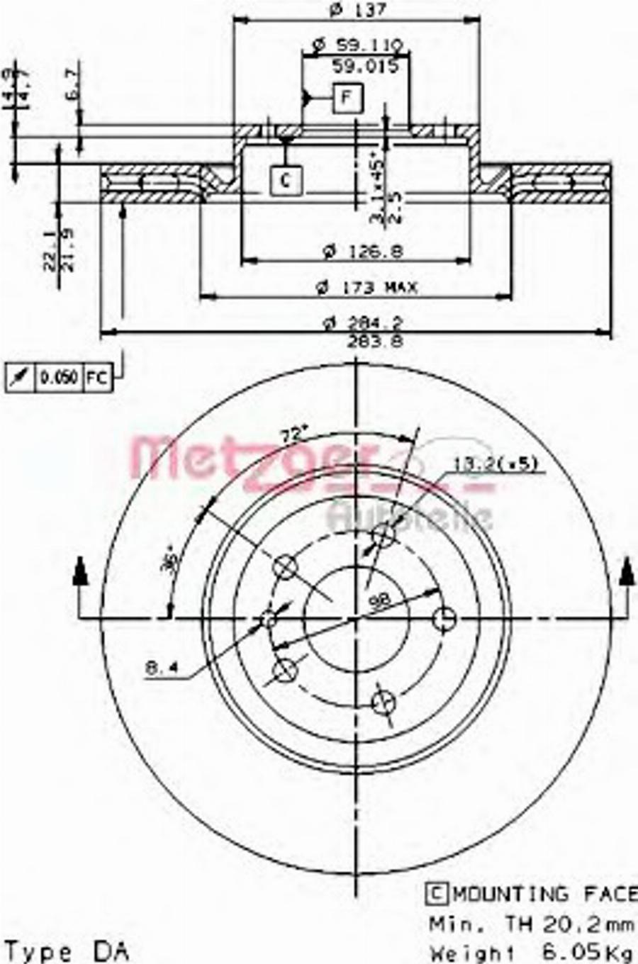 Metzger 24243V - Тормозной диск autodnr.net