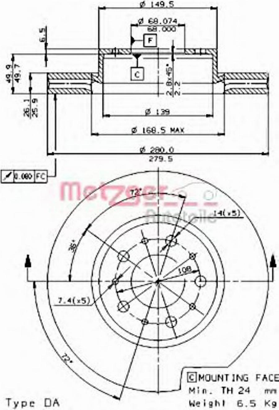 Metzger 24371E - Тормозной диск avtokuzovplus.com.ua