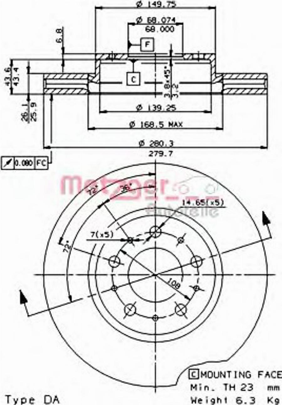 Metzger 24453V - Гальмівний диск autocars.com.ua