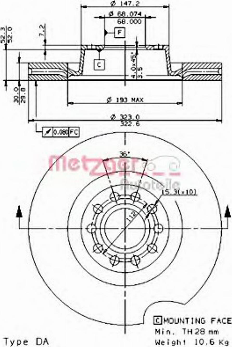 Metzger 24784 V - Тормозной диск avtokuzovplus.com.ua