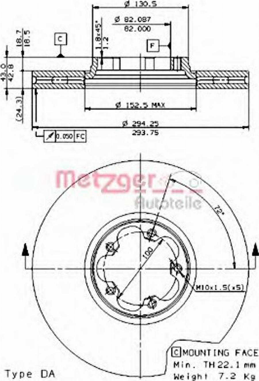 Metzger 24806 E - Гальмівний диск autocars.com.ua