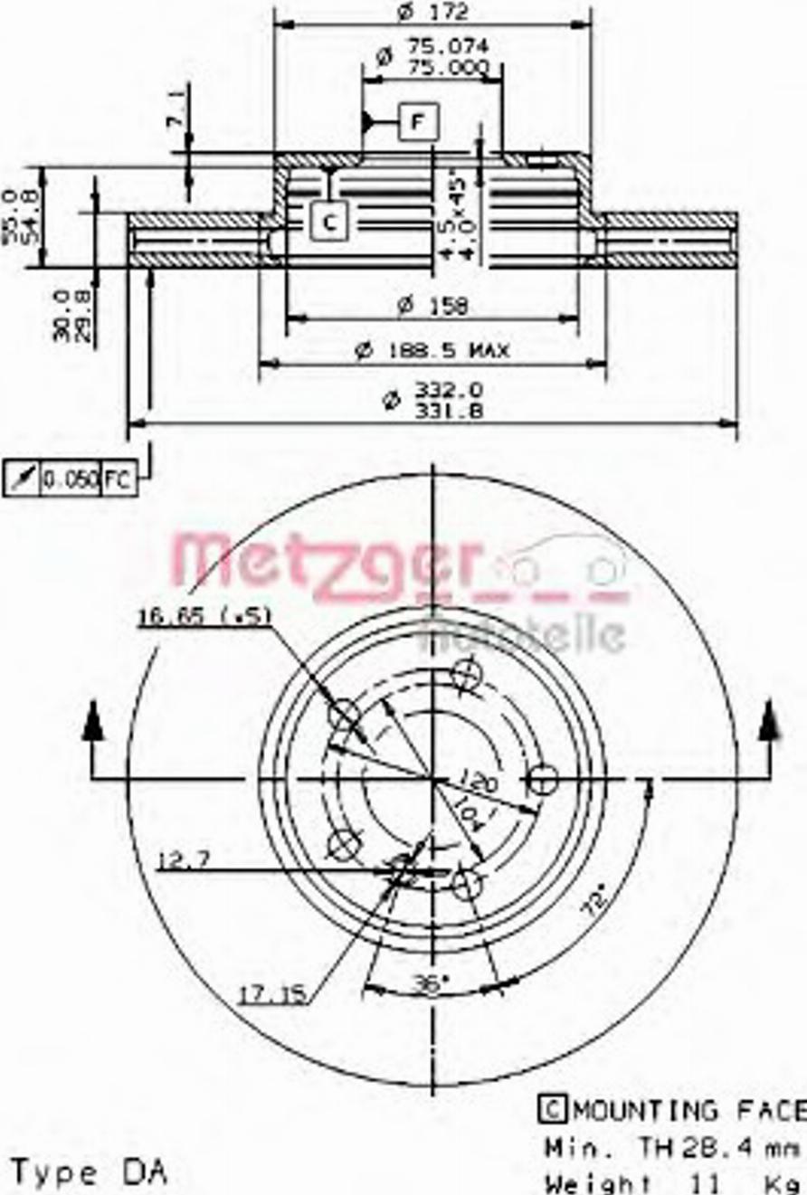 Metzger 24896 - Гальмівний диск autocars.com.ua