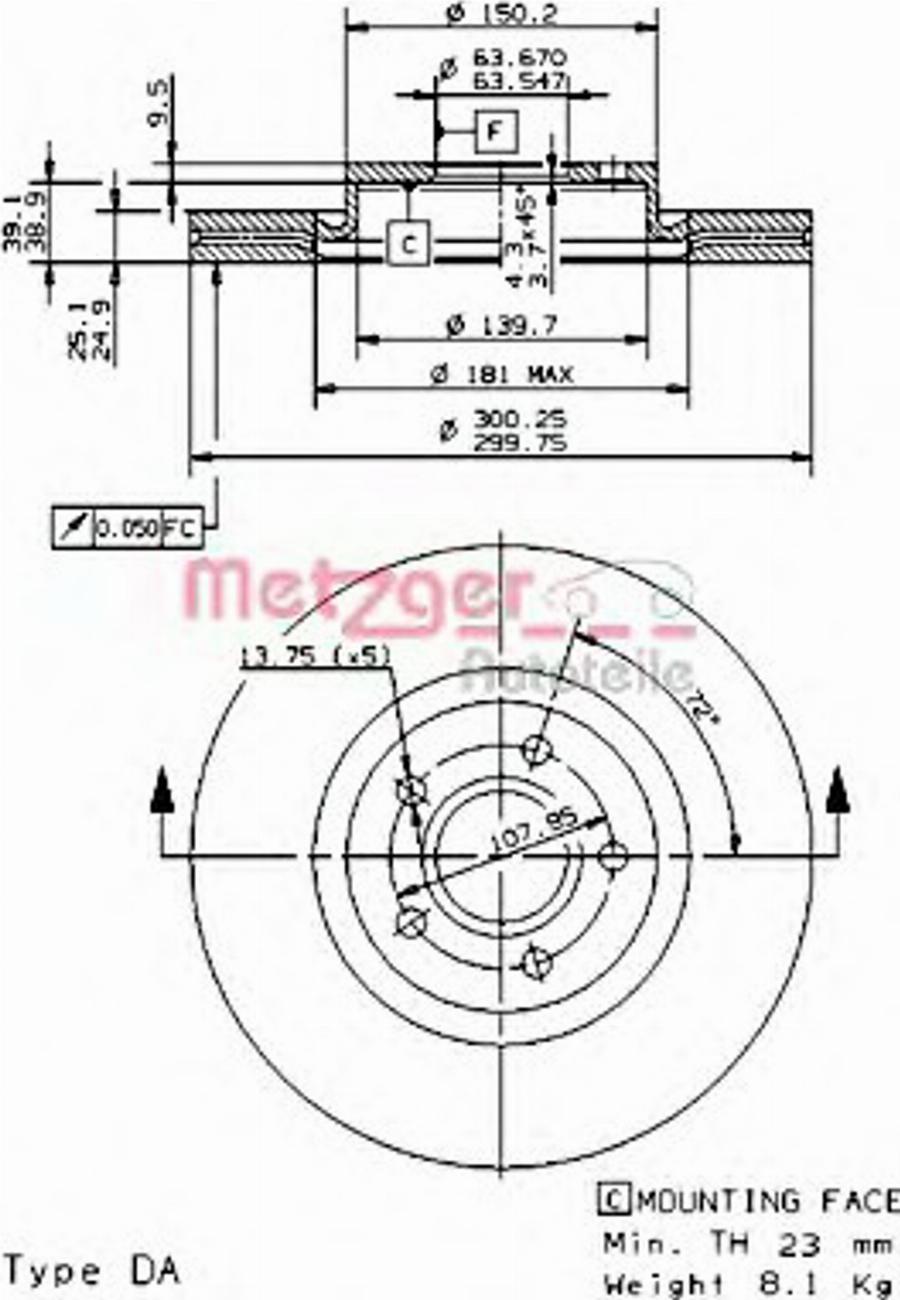 Metzger 24925V - Гальмівний диск autocars.com.ua