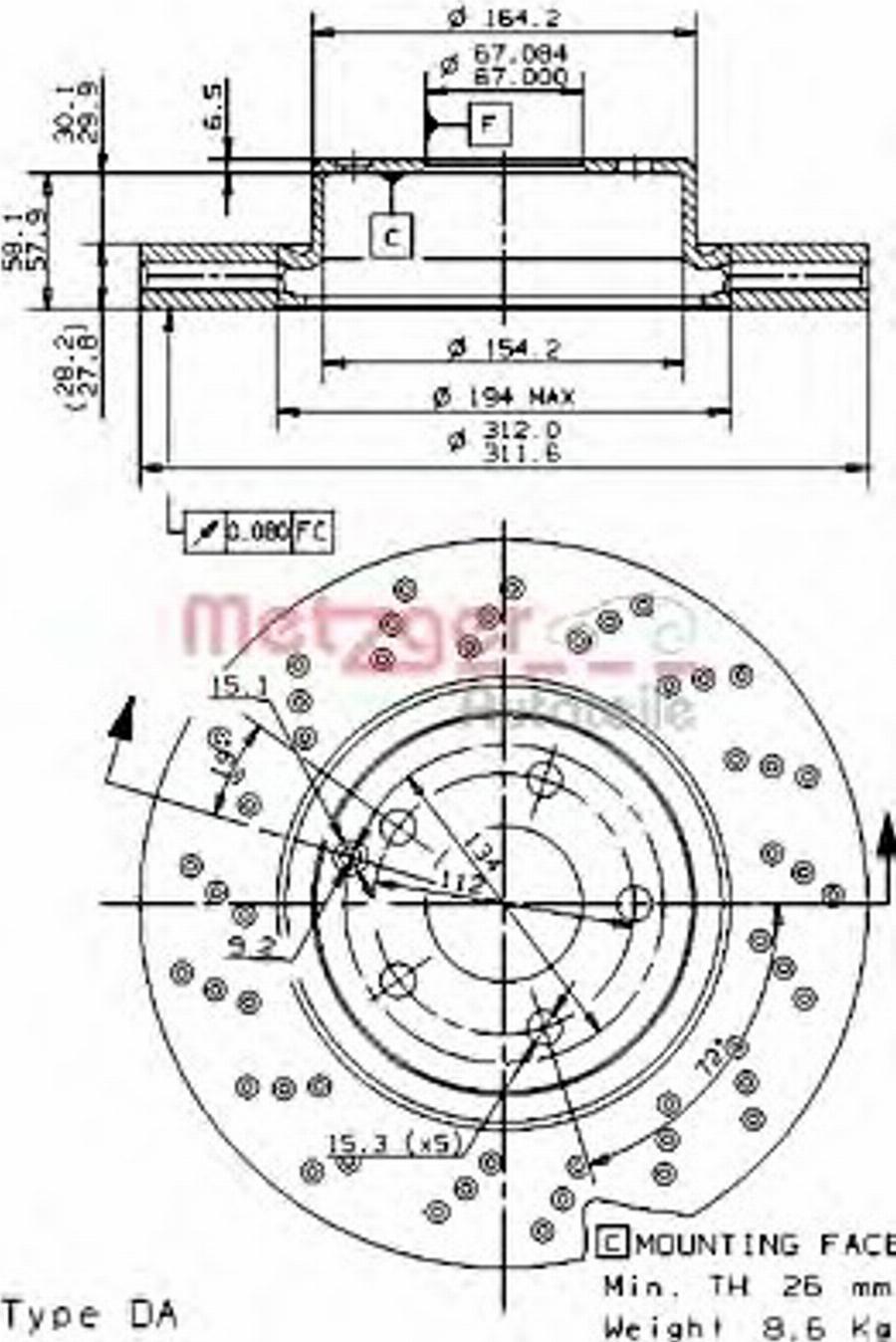 Metzger 24959 - Гальмівний диск autocars.com.ua