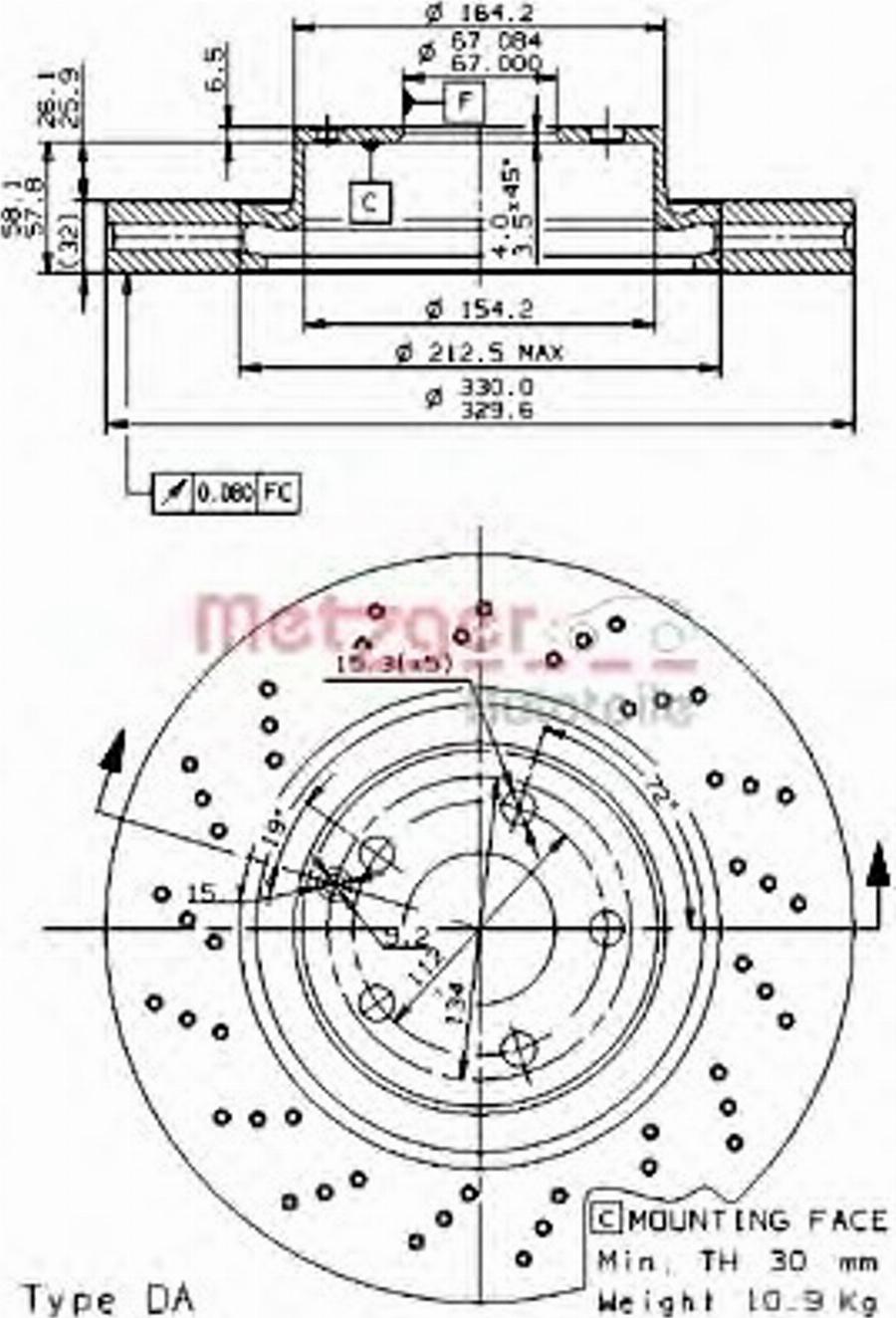 Metzger 24975 - Гальмівний диск autocars.com.ua