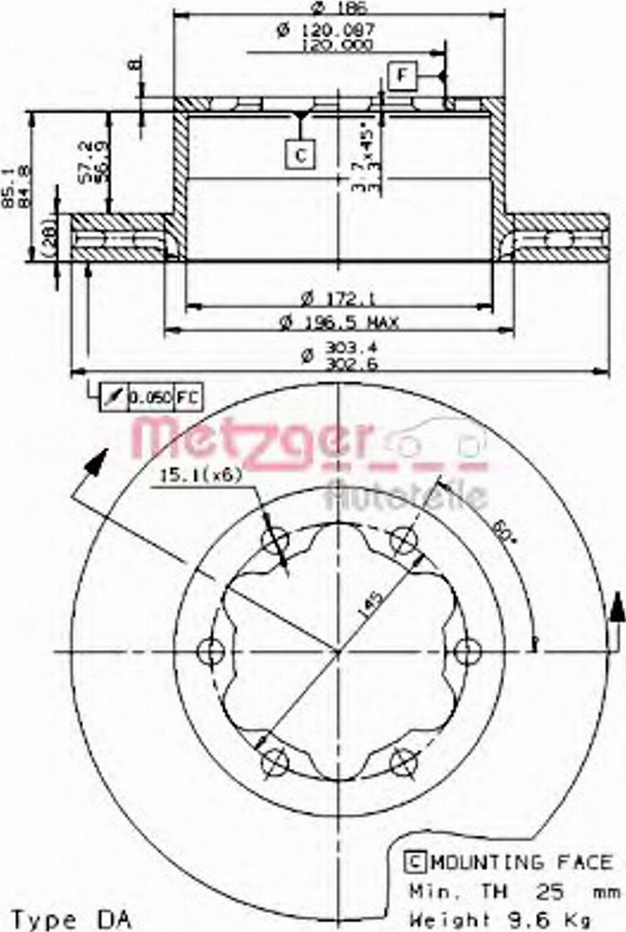 Metzger 25054 E - Гальмівний диск autocars.com.ua