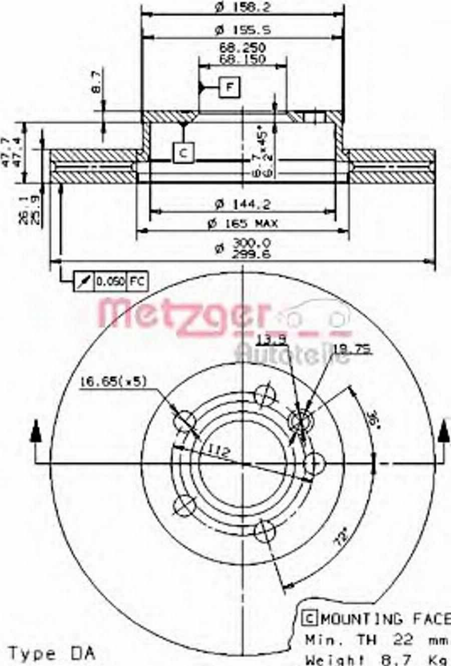 Metzger 25071 V - Тормозной диск avtokuzovplus.com.ua