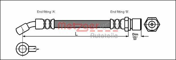 Metzger 4110608 - Тормозной шланг avtokuzovplus.com.ua