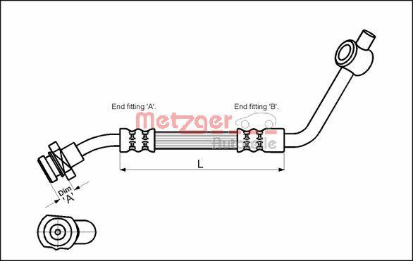 Metzger 4112529 - Гальмівний шланг autocars.com.ua