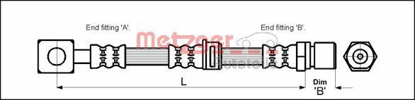 Metzger 4112814 - Тормозной шланг avtokuzovplus.com.ua