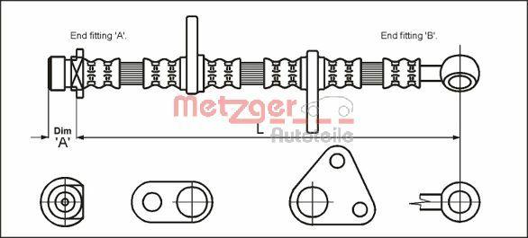 Metzger 4113600 - Гальмівний шланг autocars.com.ua