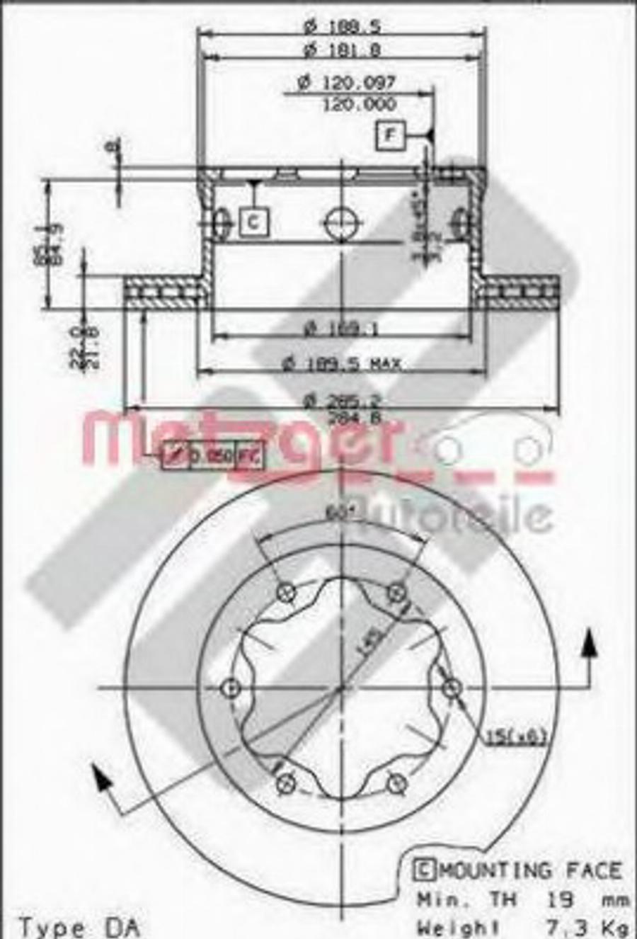 Metzger 44062 - Гальмівний диск autocars.com.ua