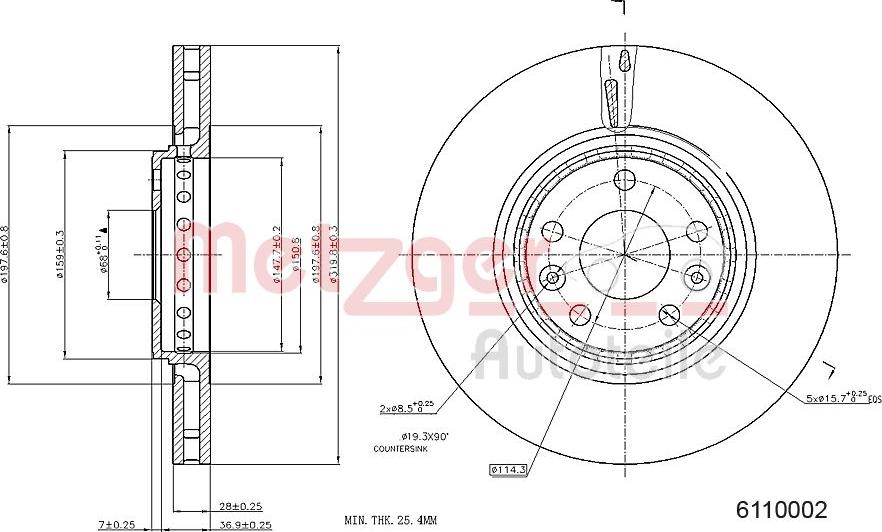 Metzger 6110002 - Тормозной диск autodnr.net