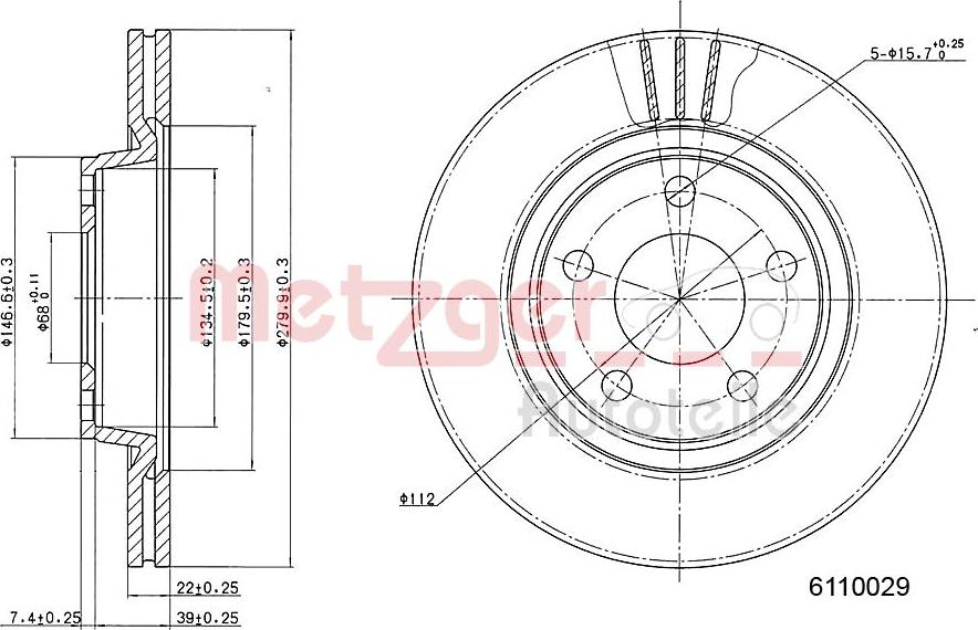 Metzger 6110029 - Гальмівний диск autocars.com.ua